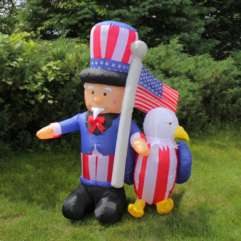 with Flag American Inflatable Northlight Eagle and exterior 6' Lighted Decor Sam Uncle