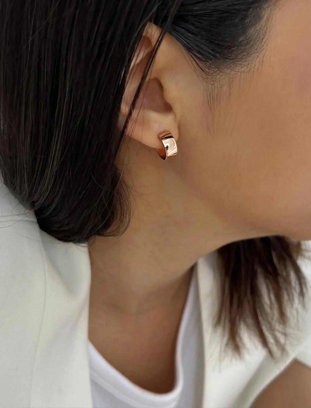 EARRINGS HOOP BOSS OVER STERLING MINI SILVER GOLD CHUBBY 18K ROSE