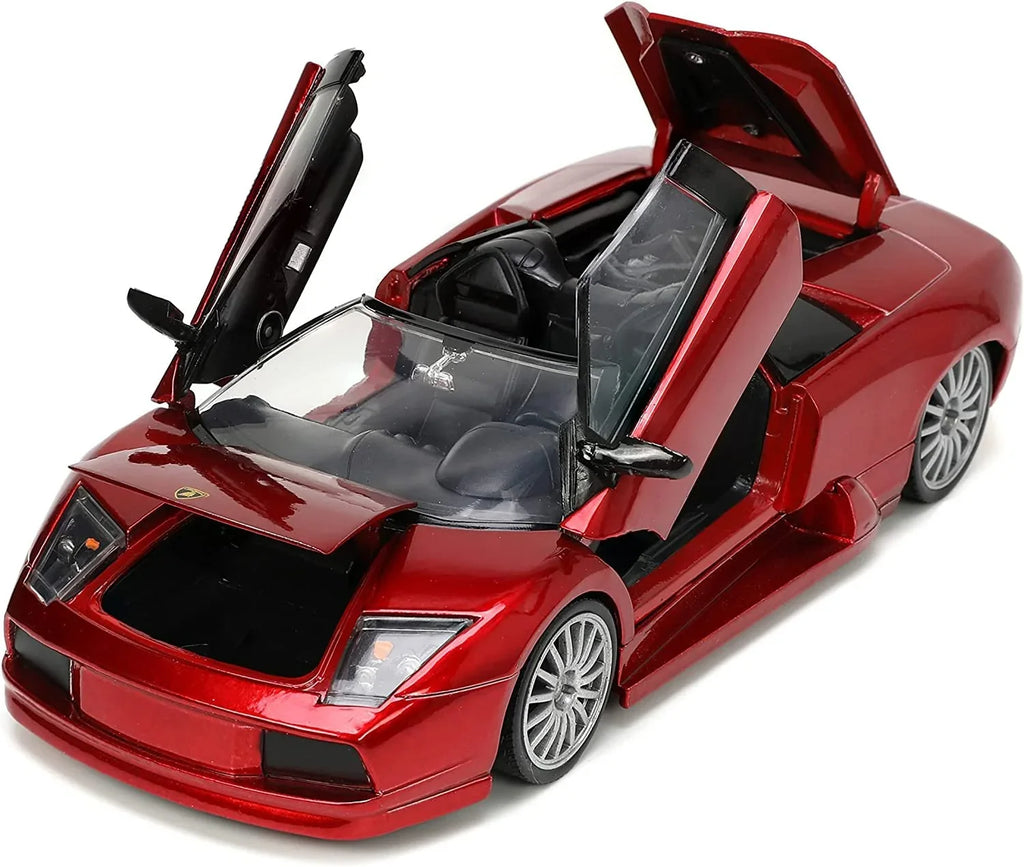 Diecast Jada Car Red by Lamborghini Roadster Series 1/24 Model "Hyper-Spec" Murcielago Metallic