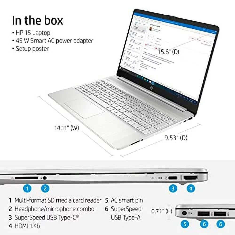 w/RE Silver Pro 4-Core Iris 11th Graphics DDR4 15.6" 256GB i5-1135G7 HP SSD USB-C HDMI RAM Drive Micro-Ege Webcam Laptop FHD AC USB Windows WiFi BT Gen Display 2022 10 PC 12GB NVMe Xe