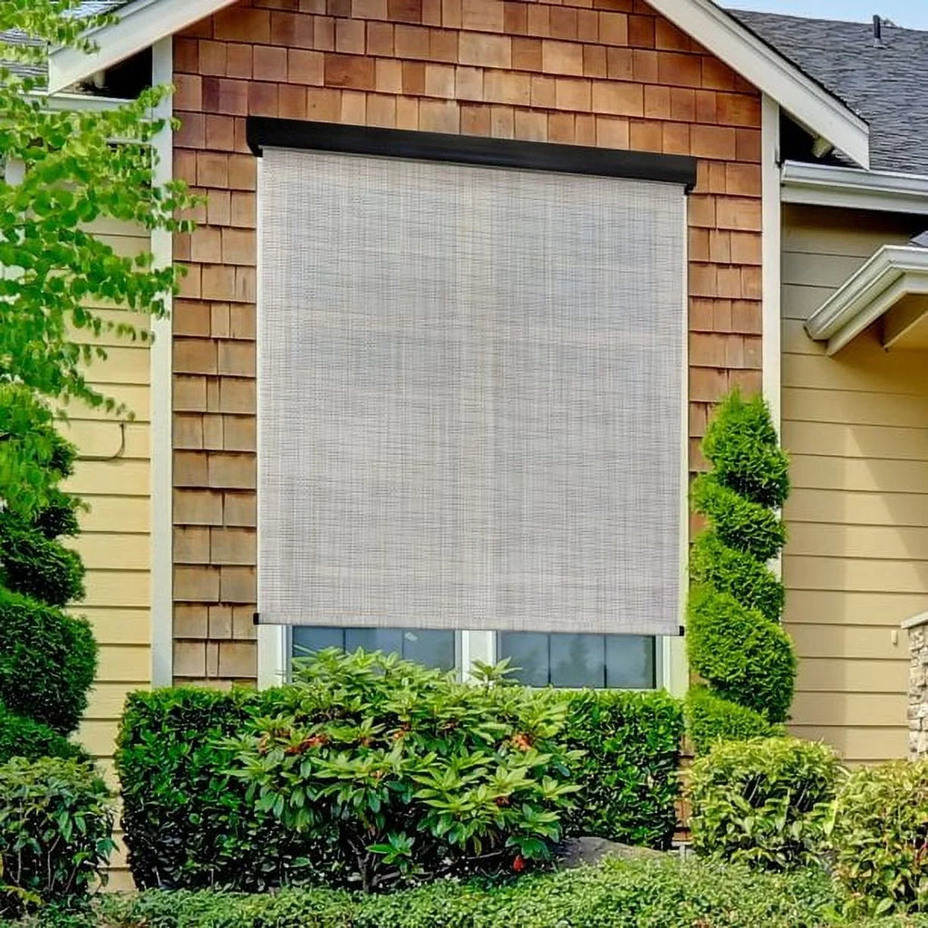 Fabrics Sun exterior Patio Shade Motorized Wide PVC (Dark 10ft Brown) Keystone