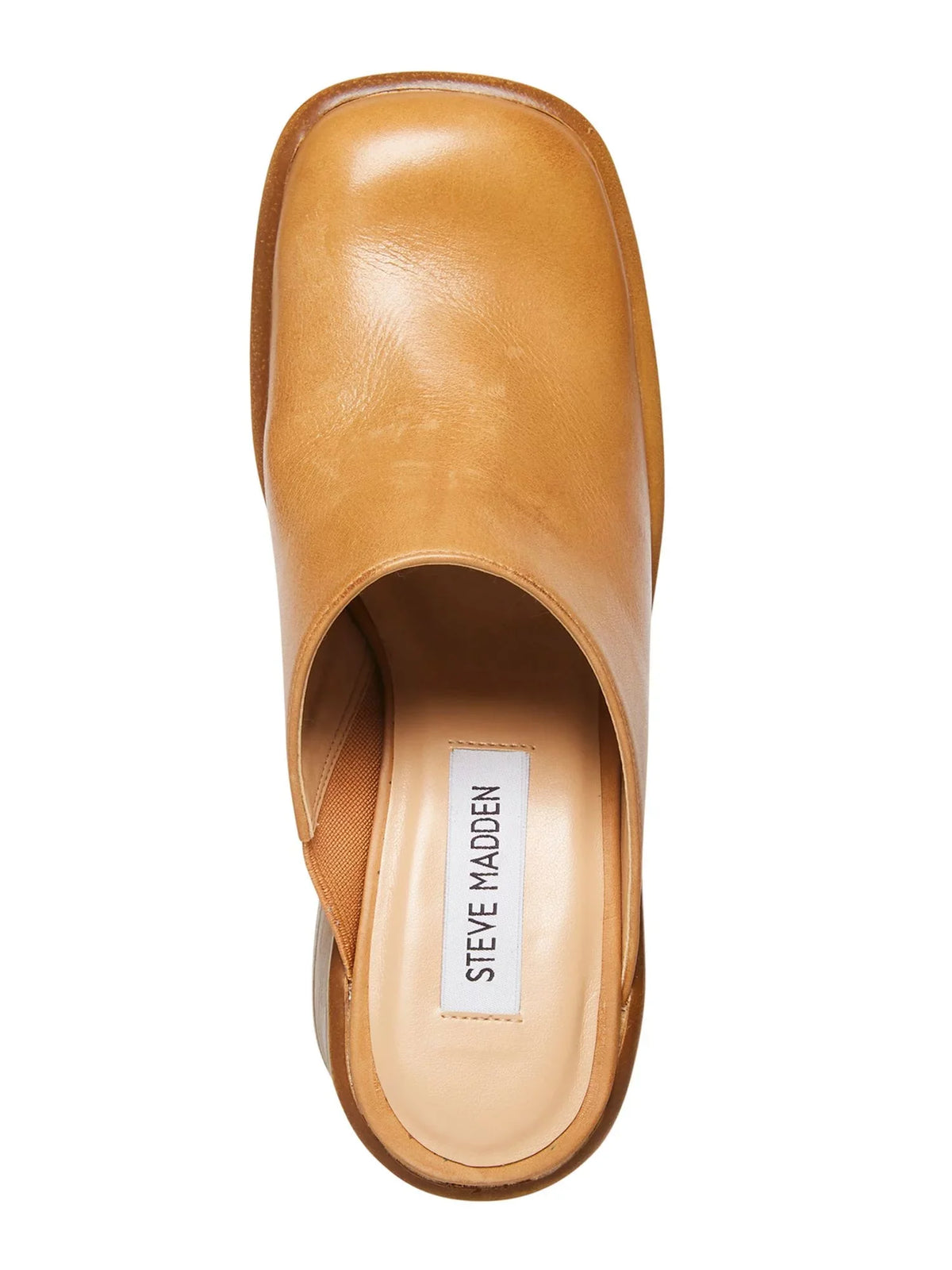STEVE Slip Square 1" Platform Shoes Womens Flirtie Leather Toe Brown Padded Clogs MADDEN Heel 8.5 Block M On Goring