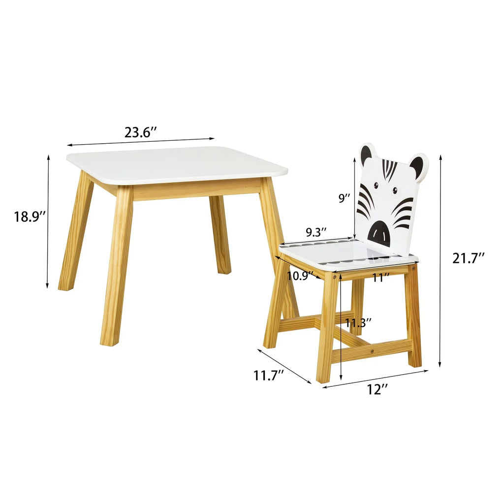 5 Drawing with Kids Table White Chairs Learning Table Set 4 and Cartoon Playing for Crafts Kids Set Wood Table Chair Toddler Animals Piece