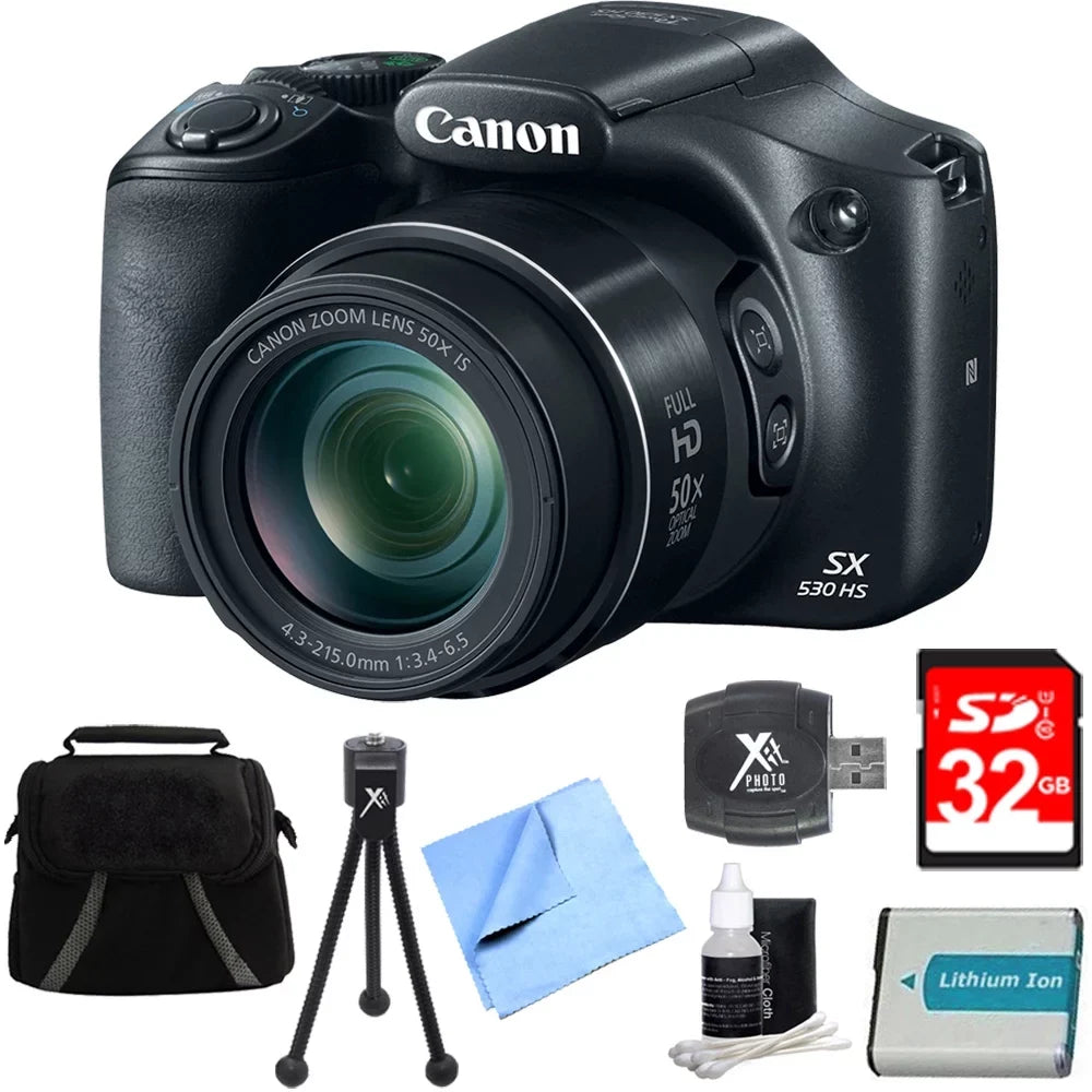 SX530 HS Camera HD 16MP Deluxe PowerShot Opt Canon Full Zoom Memory SD Black Battery 32GB Secure Bundle. P 1150mah Digital Digital 50x Includes Card,