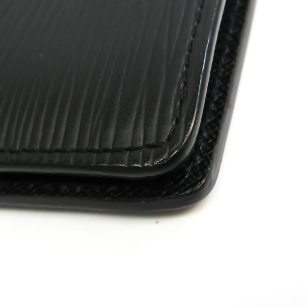 Men's (bi-fold) Wallet Epi Portefeuille Long Brazza Leather Noir M60622 (Good) Epi Pre-Owned