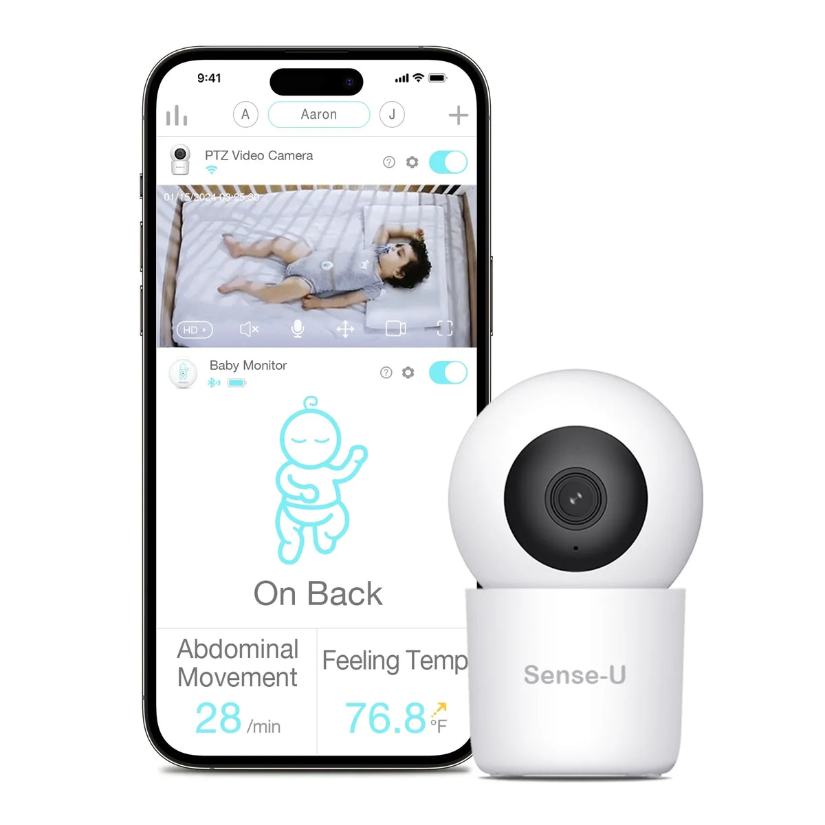 Detection, Monthly Smart Background 2K with Monitor(FSA&HSA Audio, Video Vision, Sense-U Night Crying Person/Baby Eligible) Baby Pan-Tilt-Zoom, No 2-Way Zone Talk, Fee, Sound/Motion Activity