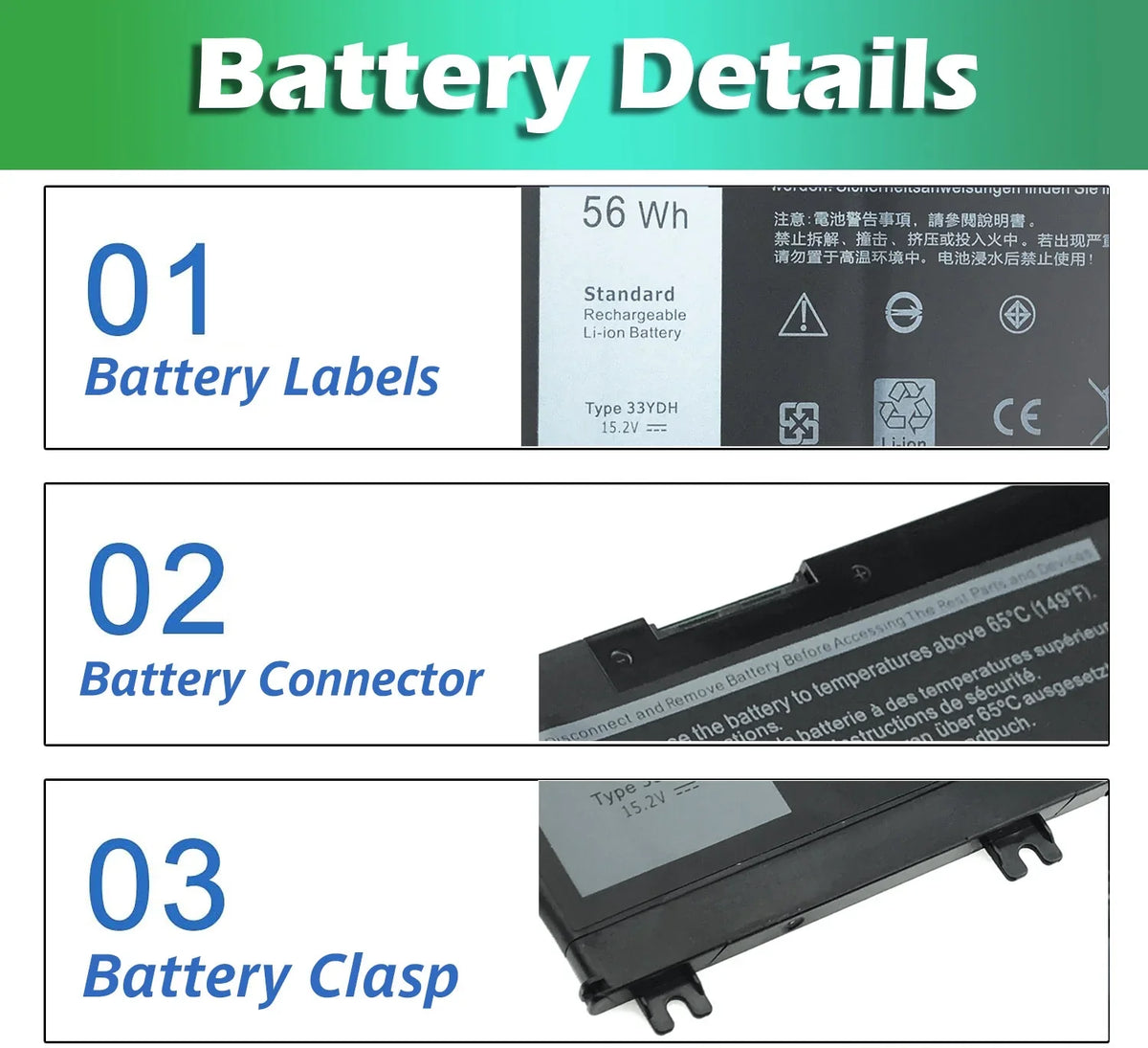J9NH2 56WH 7773 17 INSPIRON Laptop 33YDH 7778 For 7577 Battery