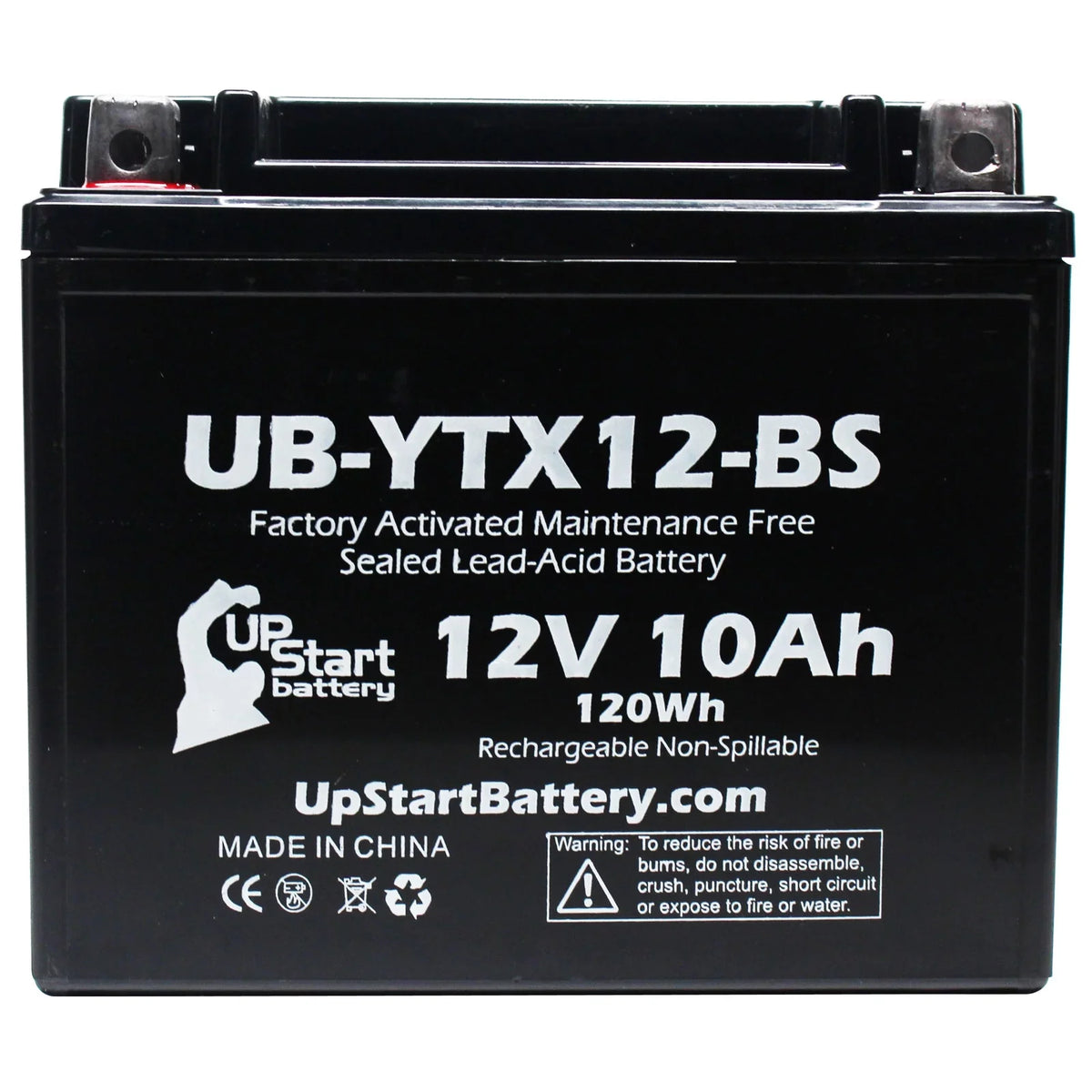 Maintenance 1000 Motorcycle Replacement Factory Suzuki 12V, GSX-R1000 UB-YTX12-BS UpStart Activated, 2003 CC 2-Pack 10Ah, Battery Battery Free, -