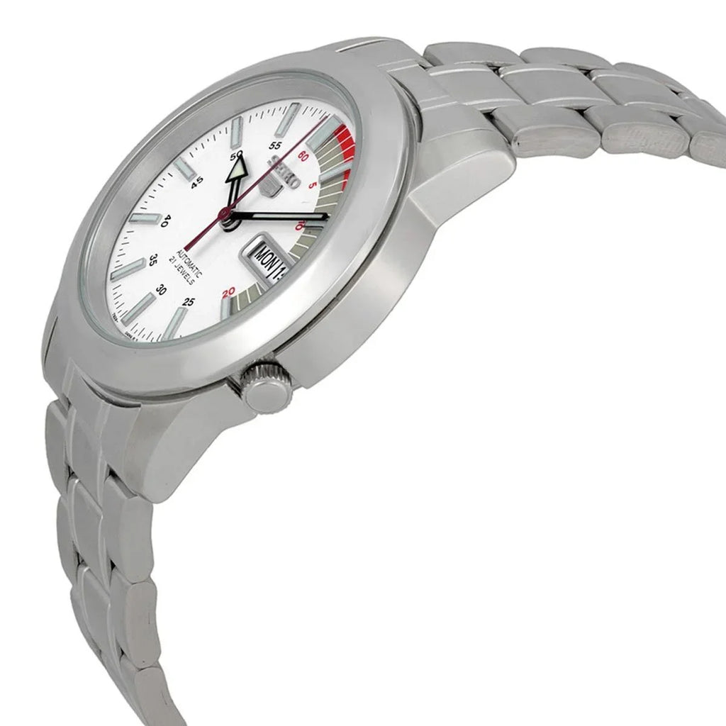 Seiko Stainless Automatic Watch Date SNKK25 Steel Dial Men's Day White 30M