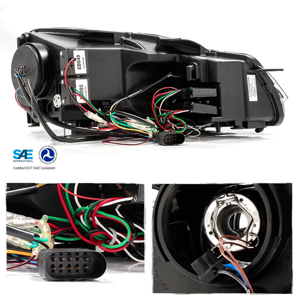 Black [Red AKKON Projector VW Pair Headlight 10-14 Stripe U-Halo] Dual GTI For Bazel - GOLF LED Tube