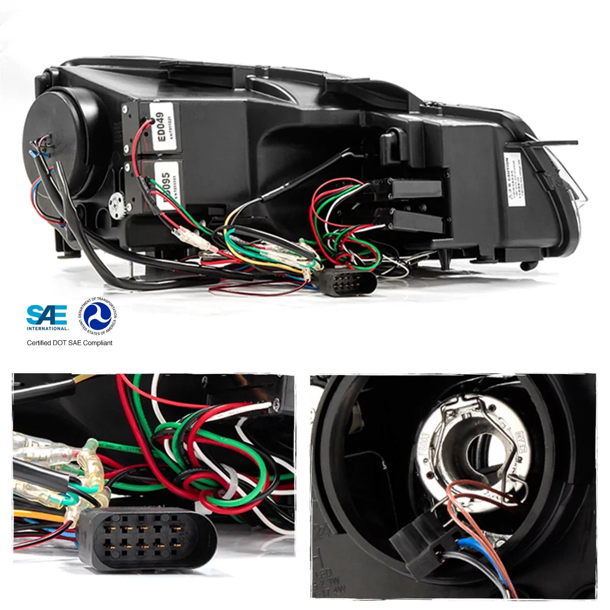 Black [Red AKKON Projector VW Pair Headlight 10-14 Stripe U-Halo] Dual GTI For Bazel - GOLF LED Tube