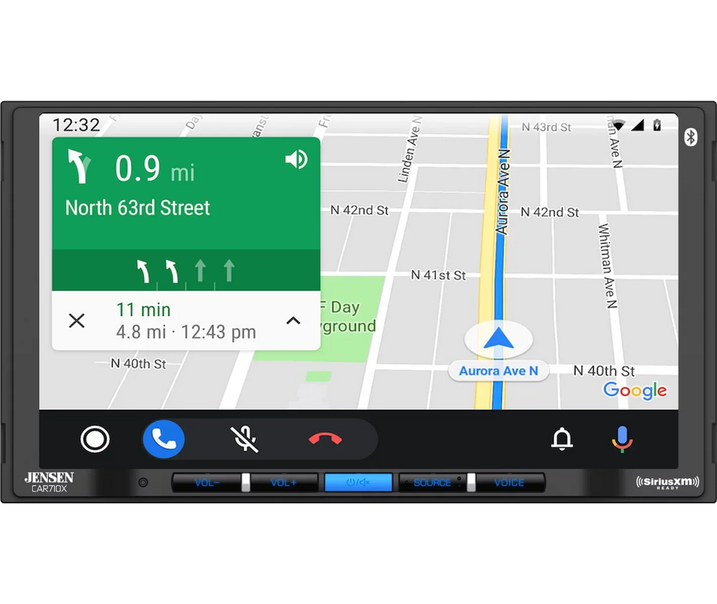 with l Mechless Jensen x l Built-in CarPlay Bluetooth l Multimedia Android 240 SiriusXM-Ready Receiver (60W 7” Power MOSFET 4) l CAR710X Auto Watts