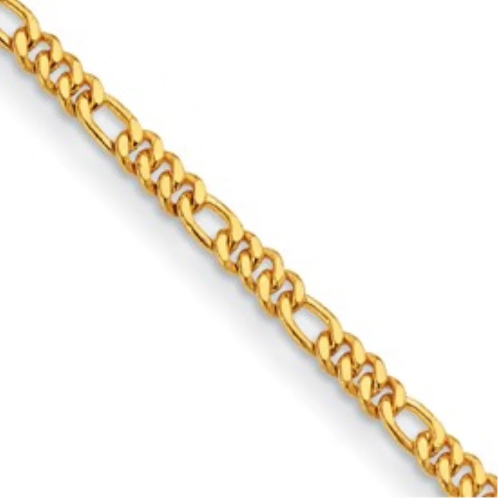 Fine 4.8mm Bracelet 24k Gift Gold for Chain Day Polished Solid 8" Yellow Auriga Jewelry Mother's Women Figaro