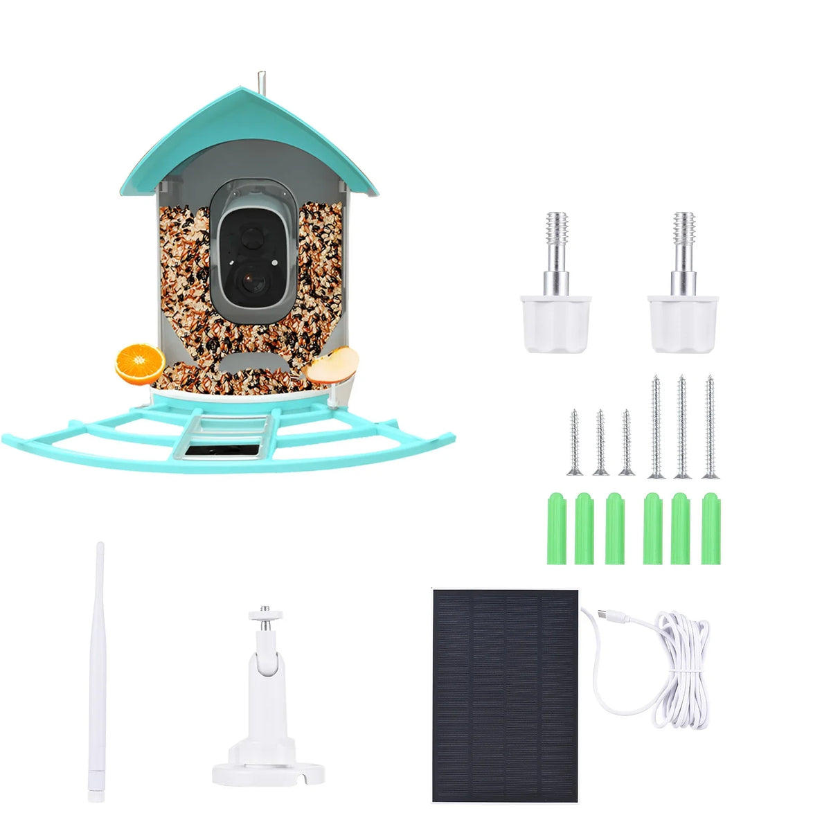 RUSUO Species WiFi Camera Proof Feeder Wireless PIR feeders Squirrel camera,Video Powered Vico 1080P Resolution Camera Wi-Fi Camera Solar Camera App AI 1080P Pristin Video
