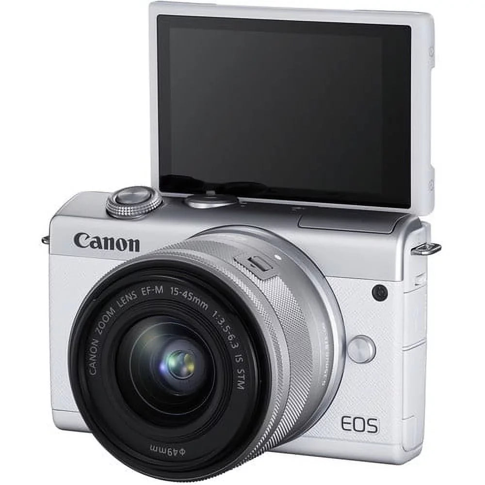 '+ + Canon Lens Spare More Kit EOS Camera Digital Memory with 15-45mm with Battery M200 Mirrorless (White) Card 128GB