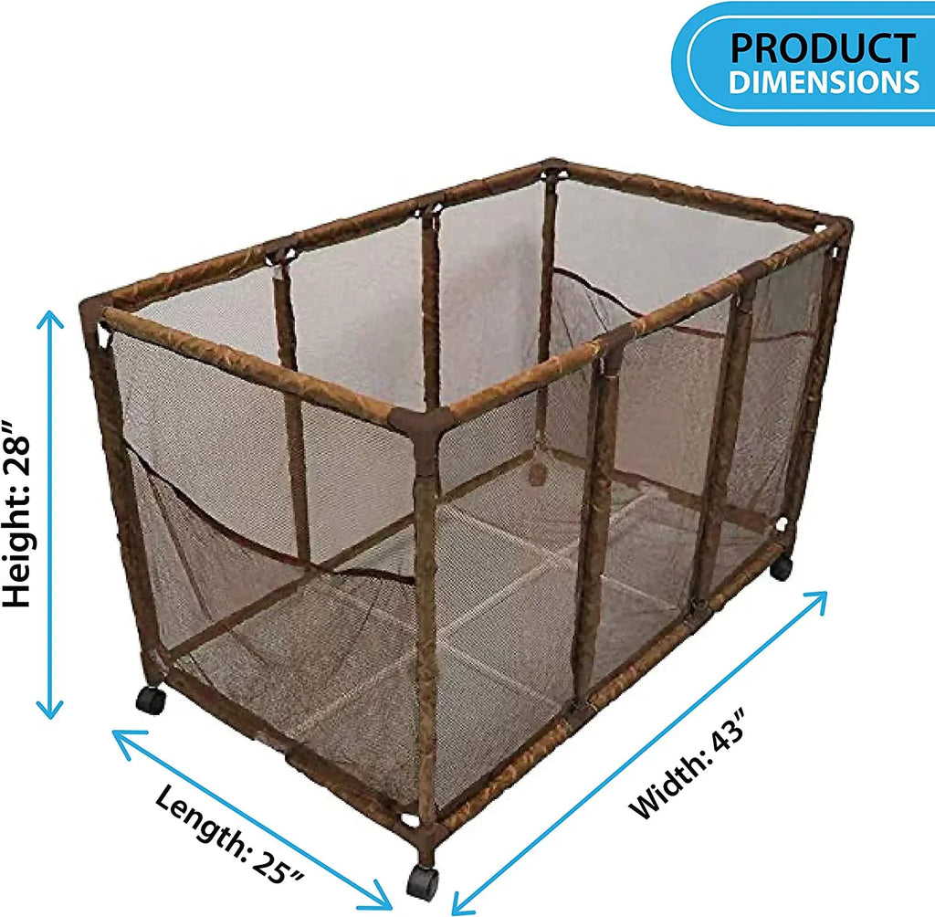 Balls, Essentially x H), and Holder, 28" W Organizer Mesh Rolling x Floats 563009 Yours L Brown design Large, Toys, Pool Equipment Height, Noodles Kids 25" Bin, (43" Storage