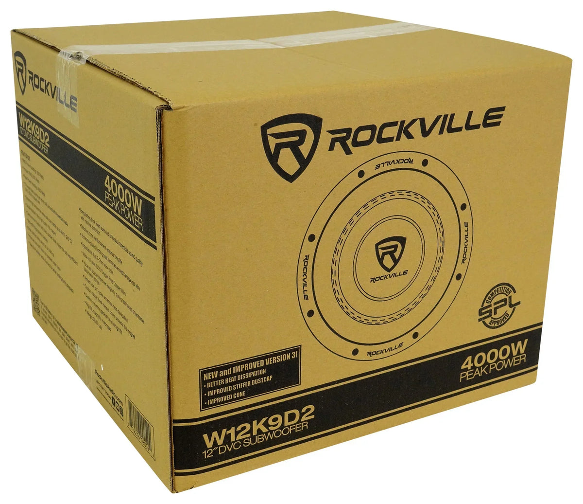 V3 Amplifier+Amp Sub 8000 Subwoofers+Sealed Kit Rockville Box+Mono 12" (2) Watt W12K9D2