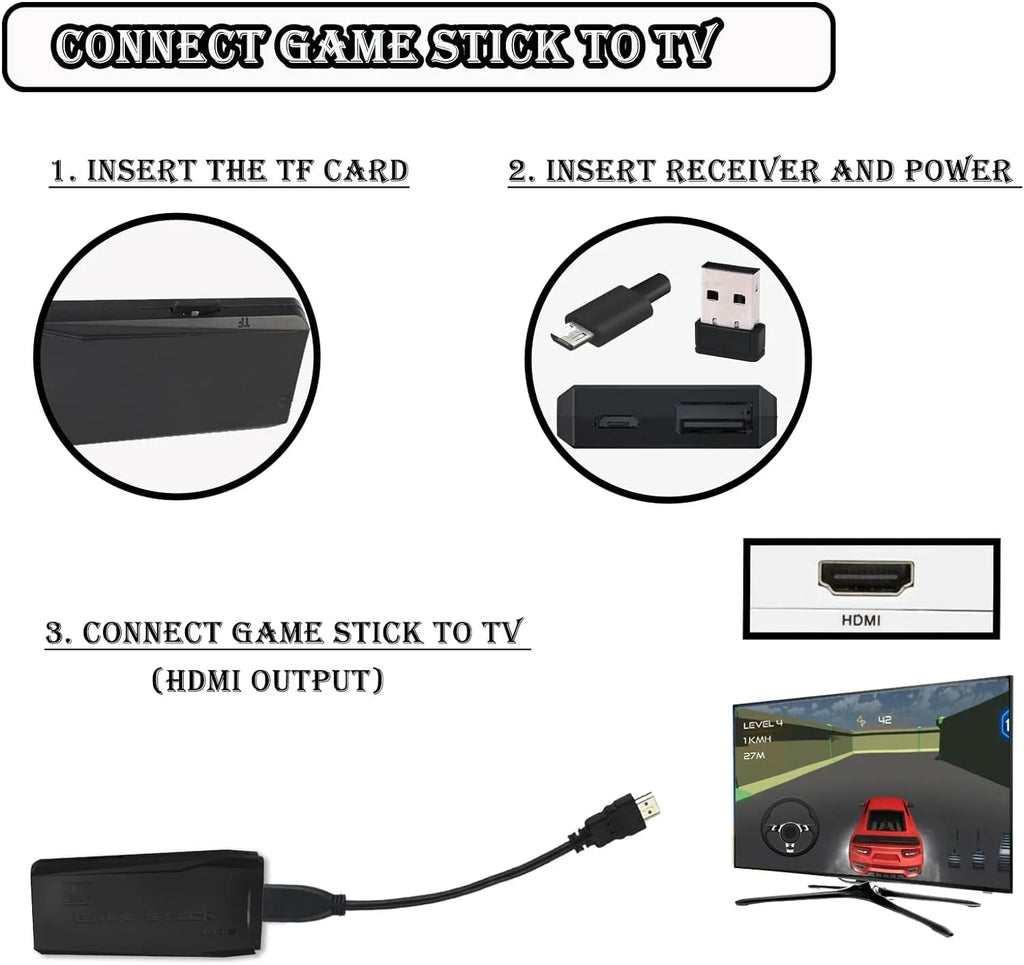 Wireless in 4K Play with Stick Game High HD Emulators,Plug Retro Output and for Wireless TV Games,9 10000+ Classic Game Dual Controllers 2.4G Video Definition Console,Built