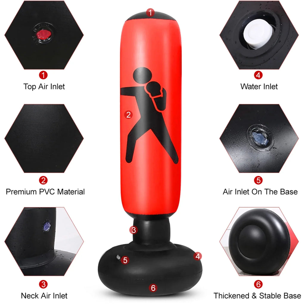 Boxing Bag, Fitness Boxing Bag Training, Andoer Punching 5.2ft Bag Inflatable Target for PVC