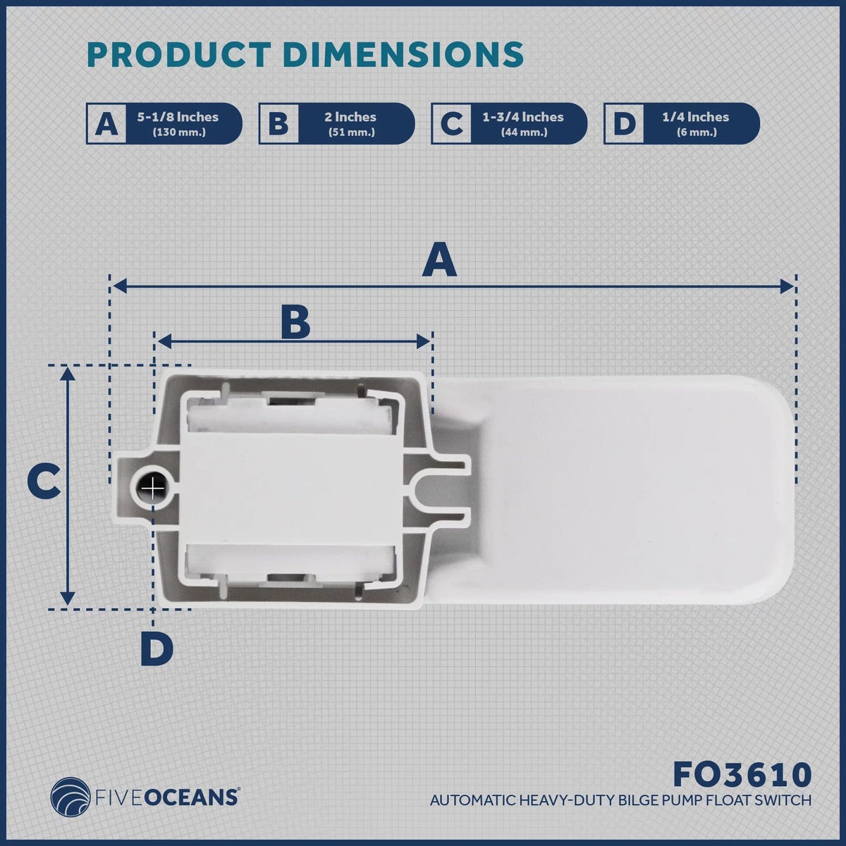 LPH GPH (29mm) Float Oceans Five 7571 Inside / Bilge - Kit, 12-Volts, 2000 Pump 1-1/8-Inch Diameter with Switch FO3616-C2 Automatic Hose, Heavy-Duty