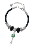 7"+2" Leaf Jewelry Extender Celtic Bracelet, Silvertone Lucky Key Four Leather Clover Bead Knot Translucent Green Delight Mother