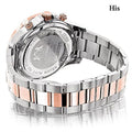 Swiss Watches: Set Matching White 18k 1.7ct Mvt & Gold and Diamond Plated His Rose Watch Hers