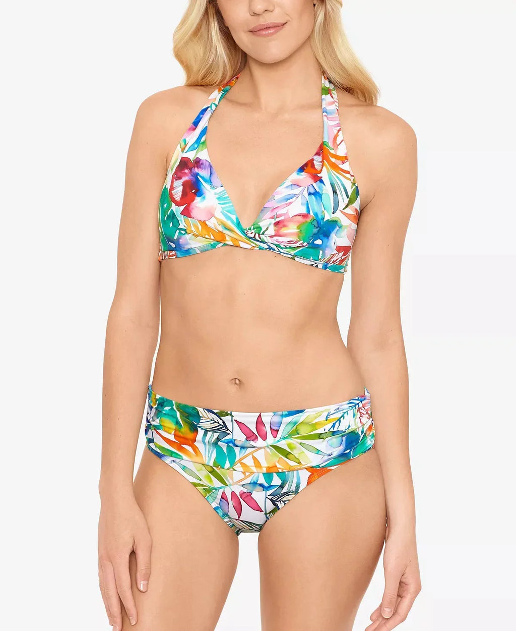 Wide Shirred 4 Caribbean Women's Bottoms Lauren dimension Banded Hipster Tropical Blue Ralph