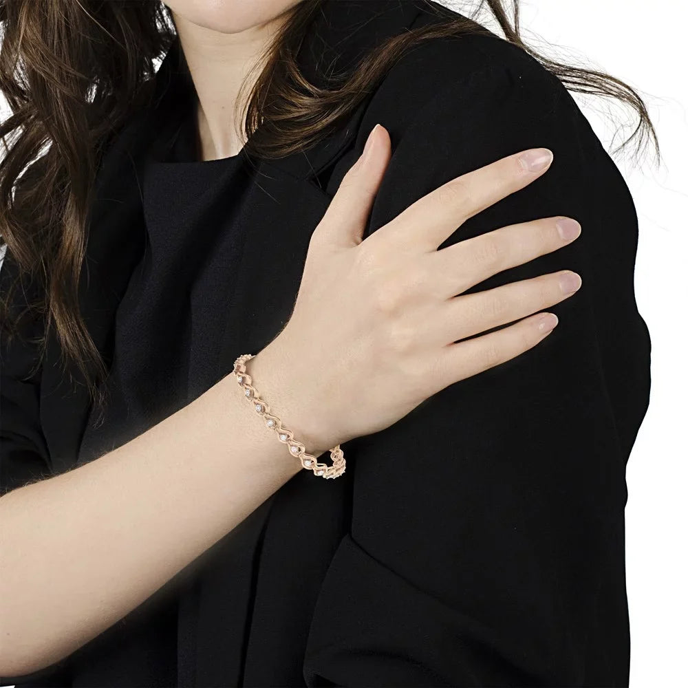Diamond Bracelet .925 1/3 (I-J, Sterling I3-Promo) Link Rose Miracle-Set Carat Gold TDW Plated Silver