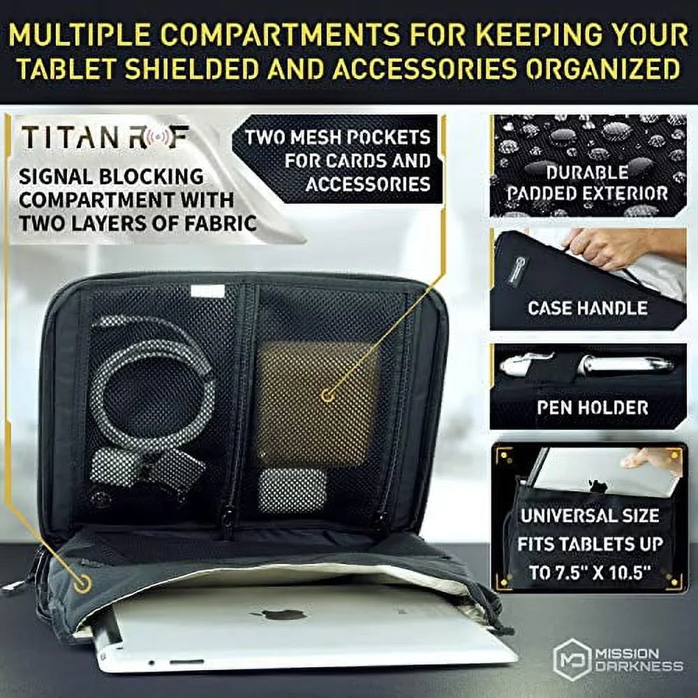 Multi-Functional // with and Case Pockets Anti-Tracking, Mojave Built-in Mission Sleeve Darkness Travel // Anti-Spying Bag Accessory Signal-Blocking, Anti-Hacking, Far Tablet Faraday Faraday
