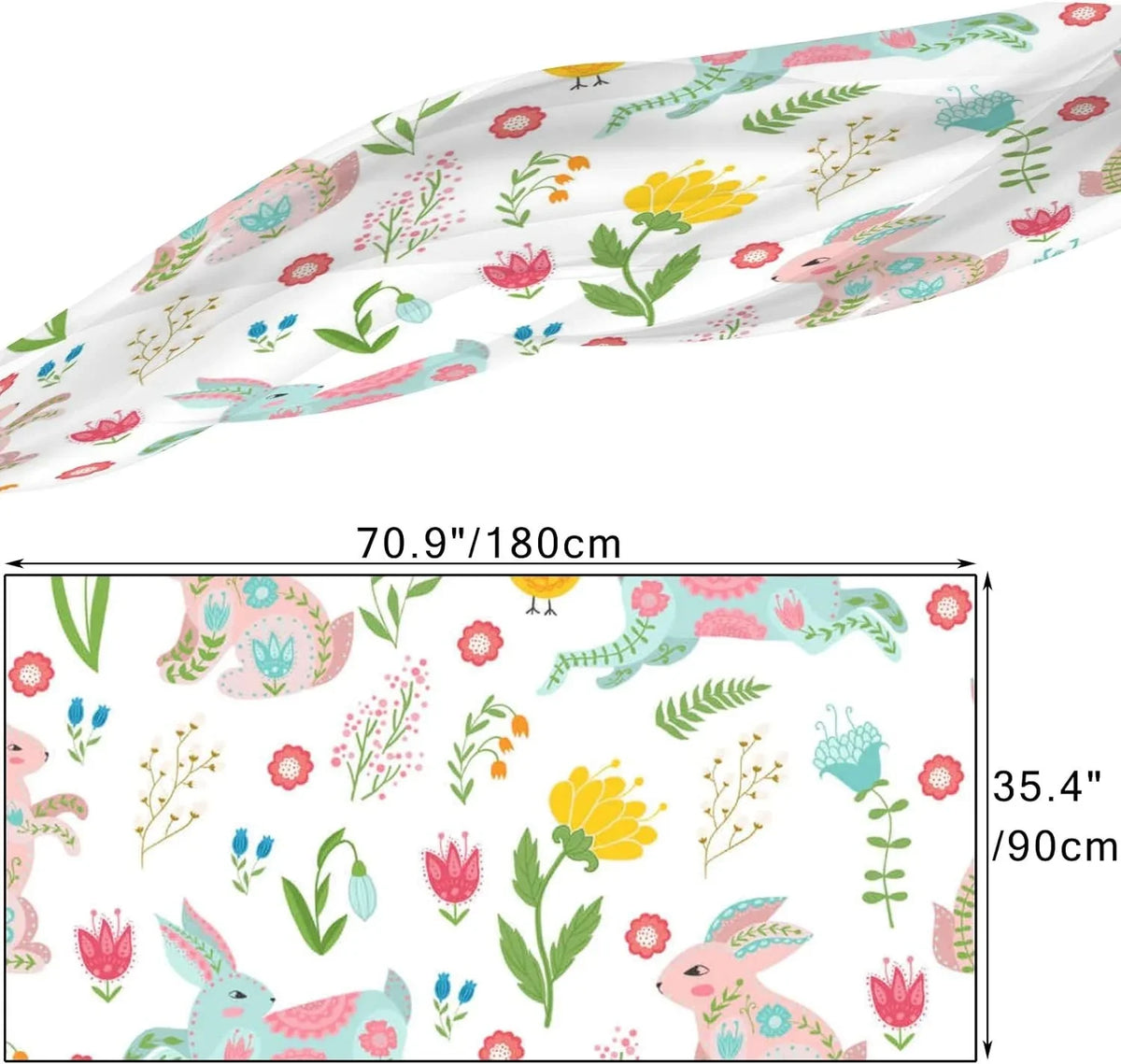 Hyjoy Shawl Silk Neck Scarf Scarves Girls Wrap Long Easter Lightweight and for Women Rabbits in Chicken Flowers