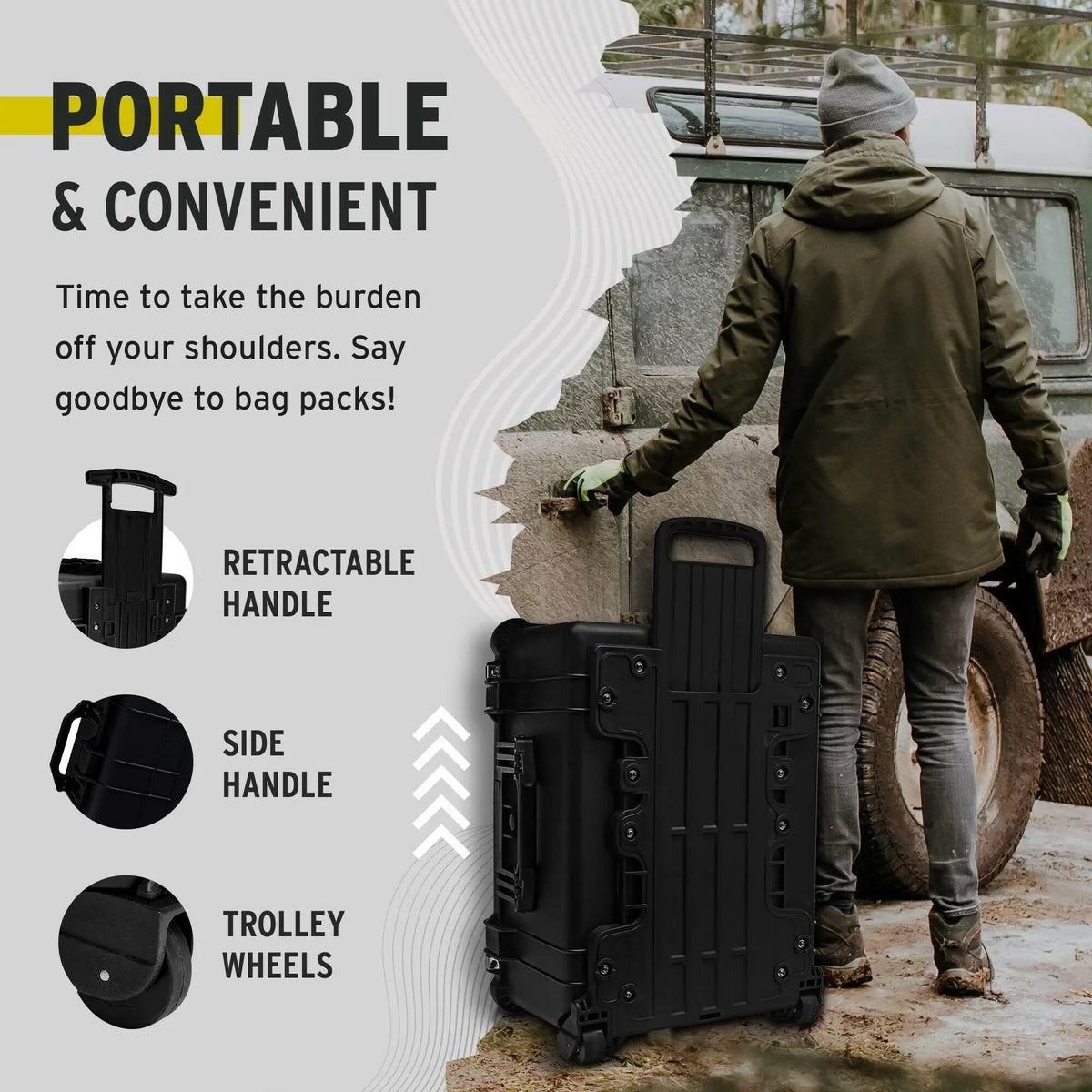 12 Inch) Customizable Foam x x with (25 Hard Case 20 Wheeled Koah Weatherproof