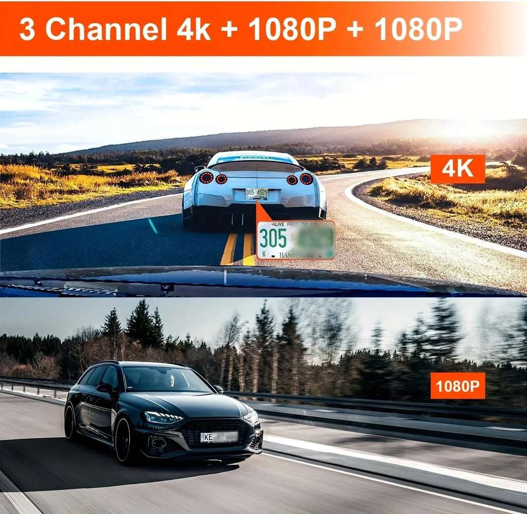 Cam Camera Card G-Sensor Screen Touch Night Channels Parking 4K for Vision Car VVCAR Dash Rear Mirror 3 32GB Monitor 11" GPS View