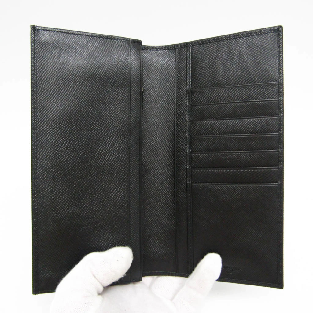 Men's 2M0836 Long Leather Prada (Good) (bi-fold) Black Pre-Owned Saffiano Wallet