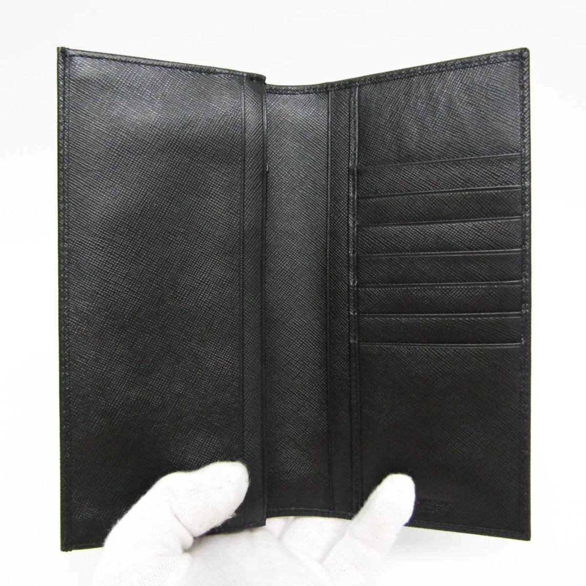 Men's 2M0836 Long Leather Prada (Good) (bi-fold) Black Pre-Owned Saffiano Wallet