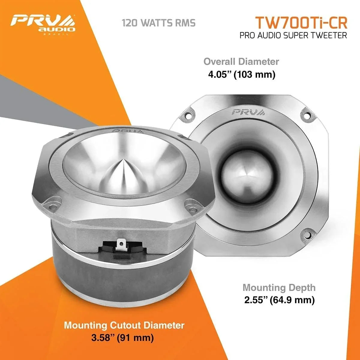 RMS 120 TW700Ti-CR Super Watts PRV Ohm 8 Single 4" Pro Tweeter Audio