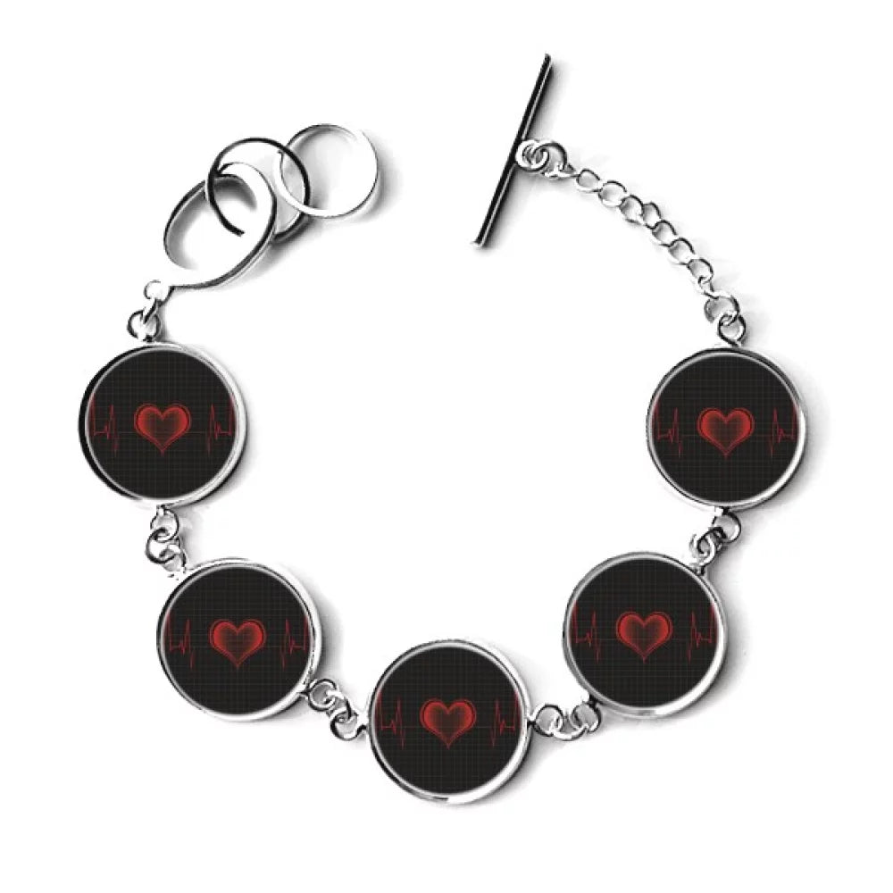 Charm Bracelet Electrocardiogram Bangle Jewelry Chain Design Heart