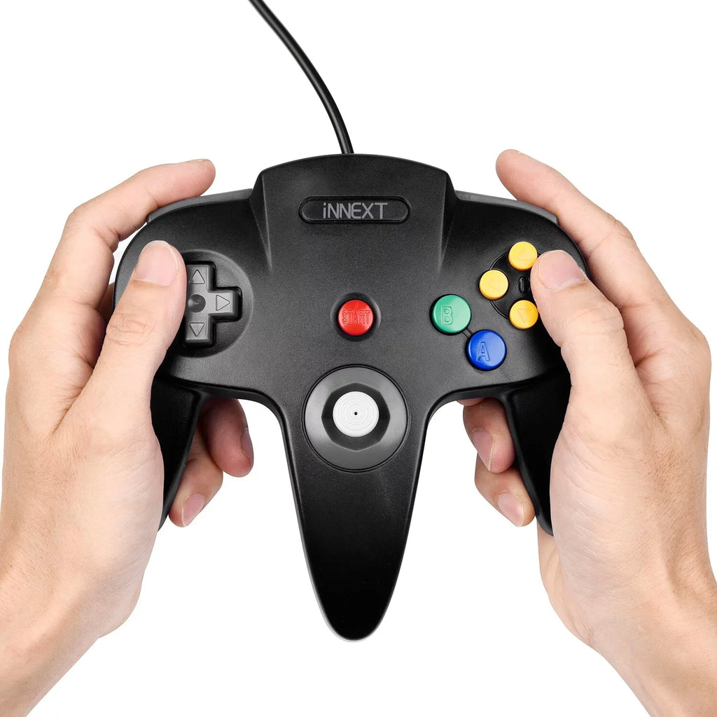 64-bit pad 2 (Black) 64 N64 Game Ultra N64 Classic Pack for Game System Joystick Video iNNEXT Console N64 Controller, Wired
