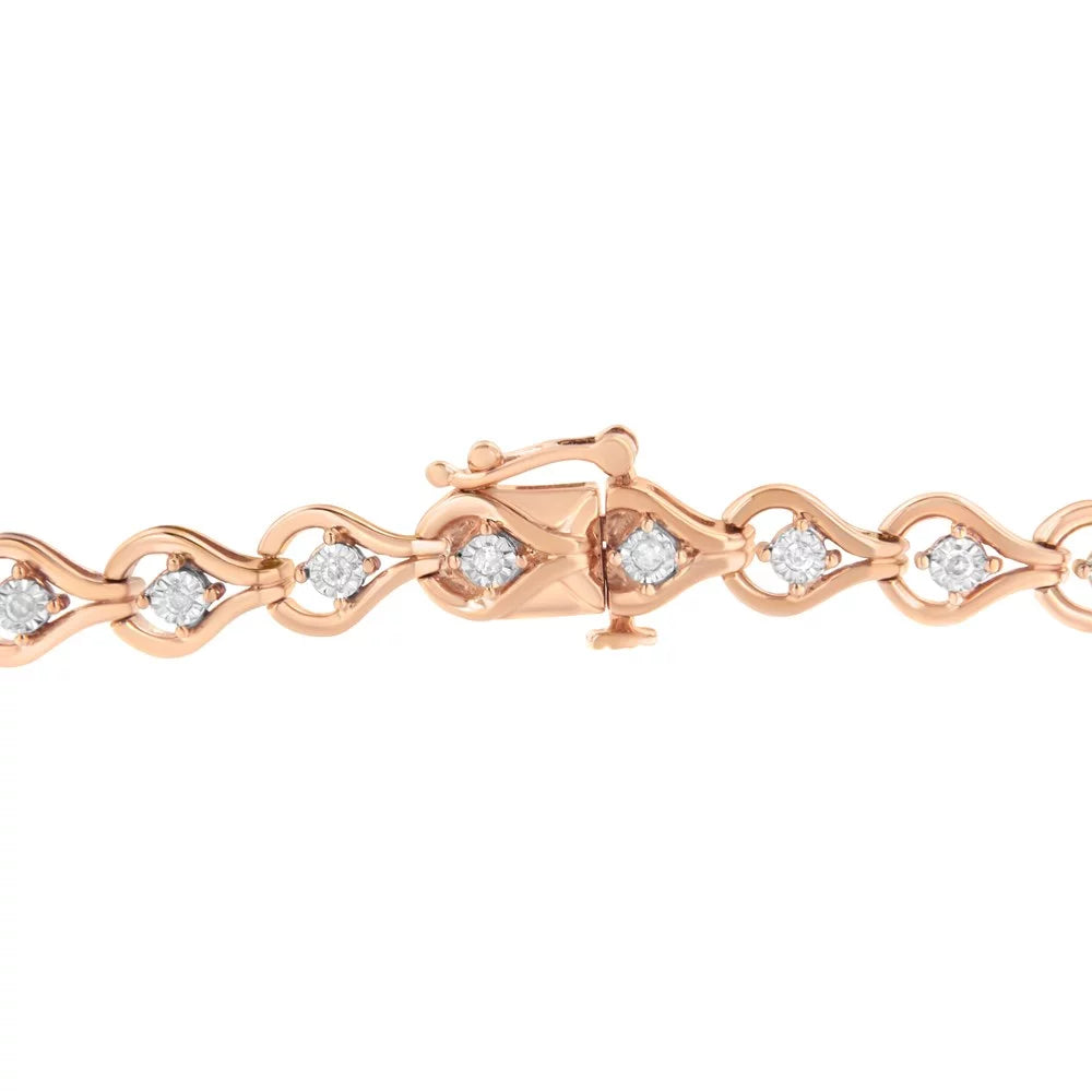 Diamond Bracelet .925 1/3 (I-J, Sterling I3-Promo) Link Rose Miracle-Set Carat Gold TDW Plated Silver