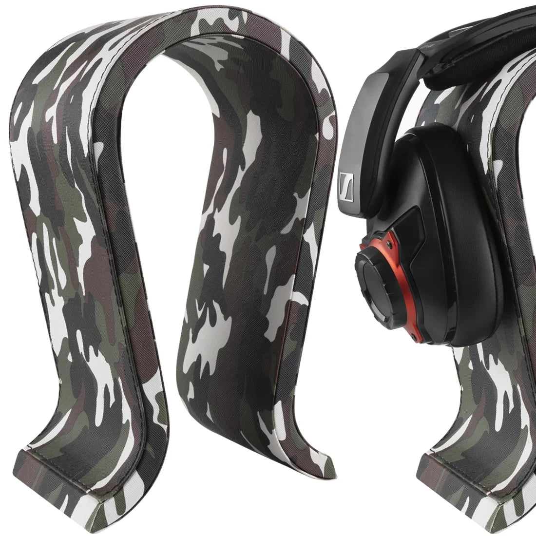 Gaming Display Omega Wooden for Stand, Razer, Hanger Headphone Beach, Geekria Desk PS5 Hyperx, Turtle Headphones, Leather Vegan JBL, Stand (Camo) Over-Ear Sennheiser, with Compatible Headset