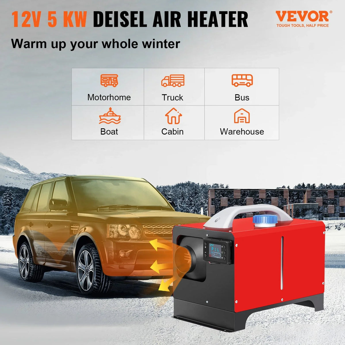 Car Bus, Truck and Control Air Fast 5KW RV, Trailer, Heater Mini Boat, Motorhomes for Remote Diesel Heating 12V LCD, VEVOR Heater with