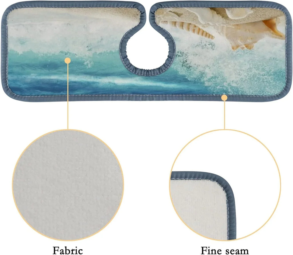 Bestwell Drying Kitchen Guard Mat, 3PCS Bath Microfiber Conch Beach Splash Sea Sinkmat Faucet Countertop Drip Sink Mats Absorbent Catcher, Washable