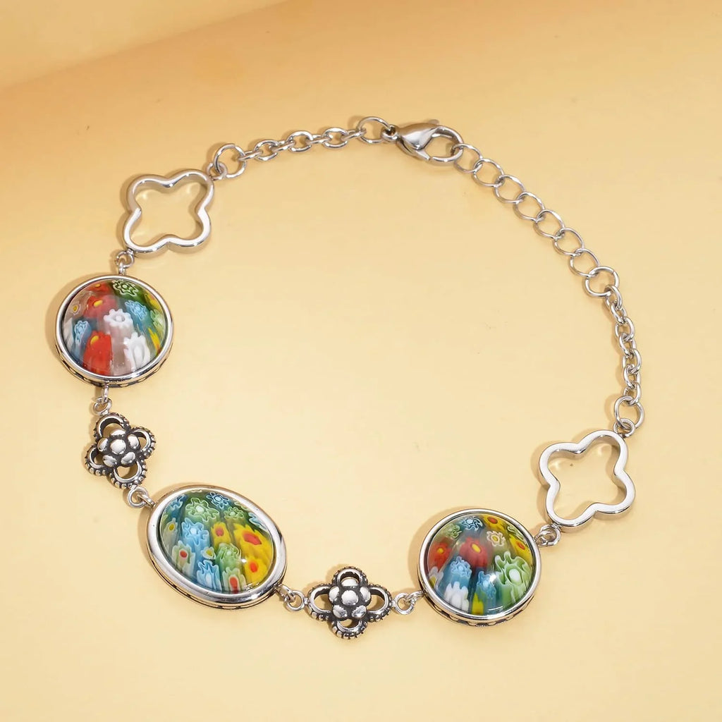 for Oval Stainless Costume Gifts Mothers Fashion Mom Birthday Day Jewelry Glass Unique Stylish for Bracelet Women dimension Shop Steel LC 6.75"