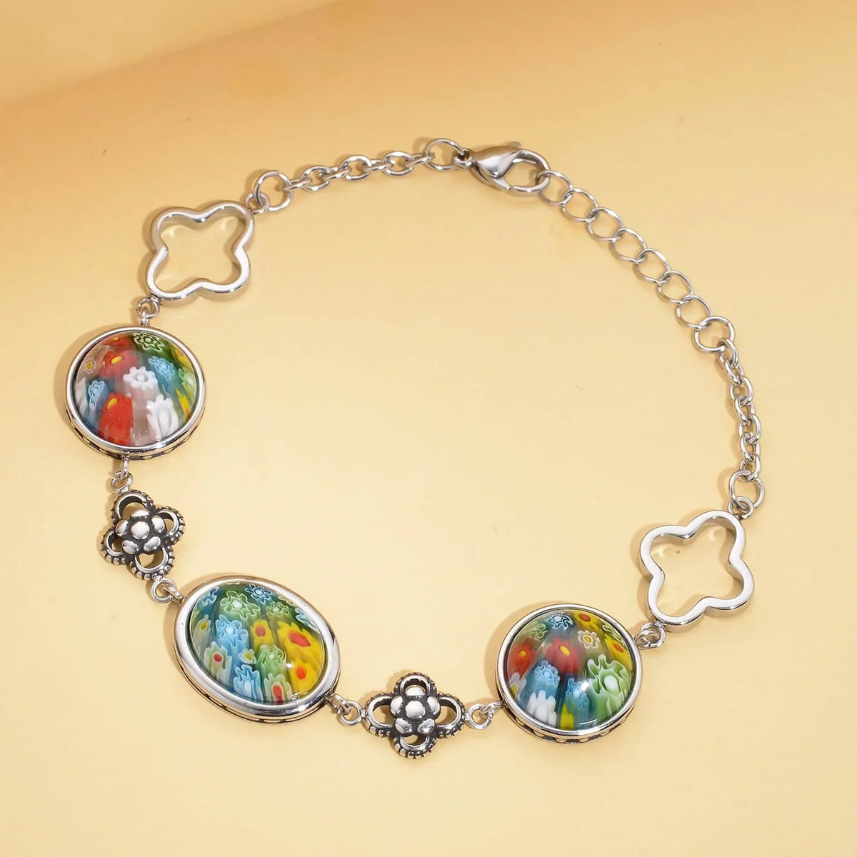 for Oval Stainless Costume Gifts Mothers Fashion Mom Birthday Day Jewelry Glass Unique Stylish for Bracelet Women dimension Shop Steel LC 6.75"