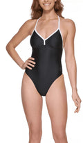US BLACK DKNY One-Piece X-Large T-Back Swimsuit,