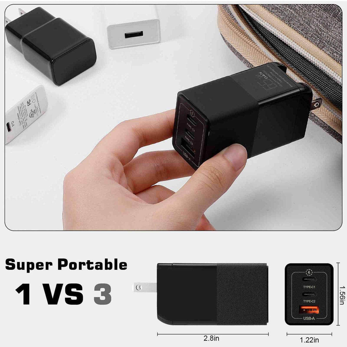 iPhone, Dual MacBook, Youth/Reno3 Pixel, & Travel 3 Steam 5G/A91/K5/Reno with USB-C with Ace, Charger Fast Compatible Galaxy, High-Speed Charging Reno3 65W USB Deck UrbanX Oppo Ports