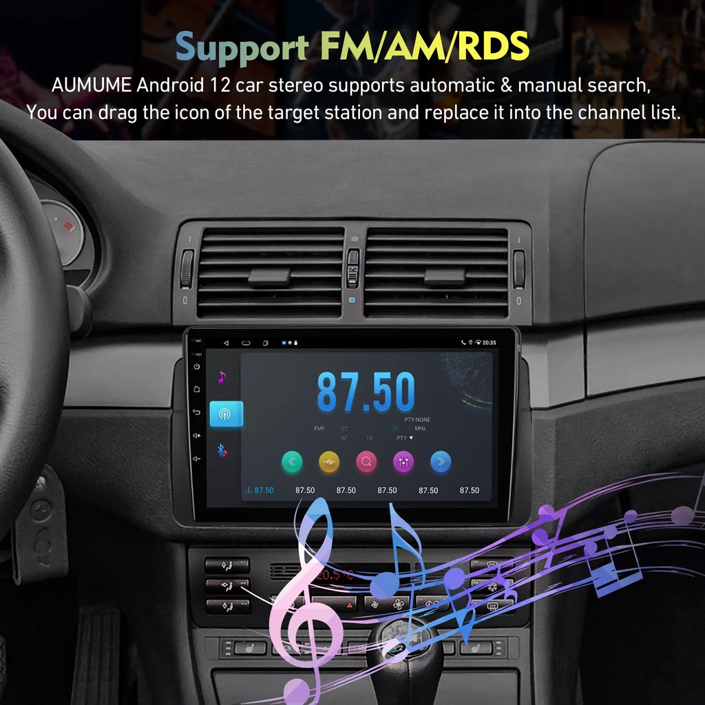 Android Stereo QLED Backup Double Support Radio ZT Car Carplay 12 Touchscreen 75/MG E46/M3/318/320/325/Rover Camera Auto 9-inch Din with Car 6+128G Screen SWC for Android