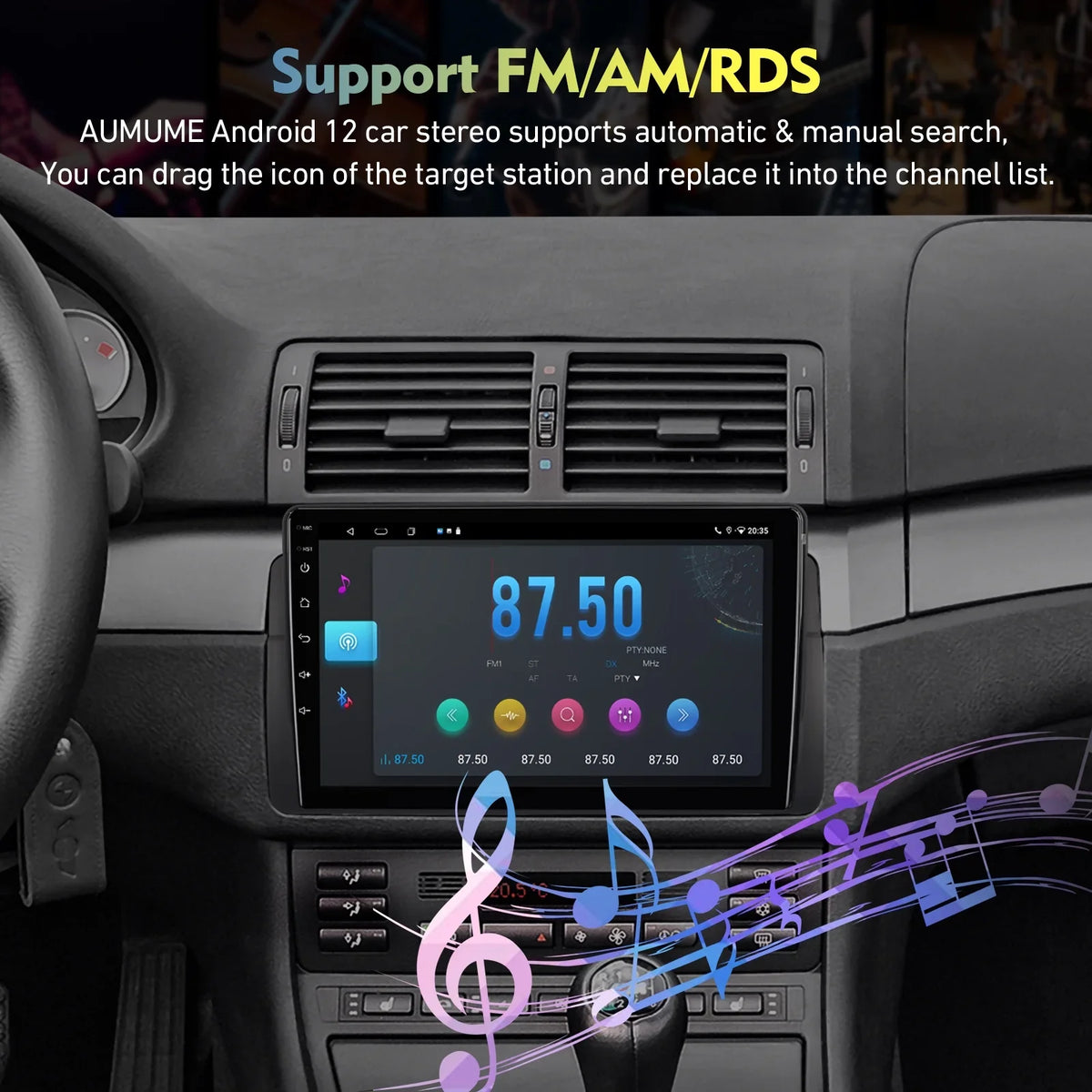Android Stereo QLED Backup Double Support Radio ZT Car Carplay 12 Touchscreen 75/MG E46/M3/318/320/325/Rover Camera Auto 9-inch Din with Car 6+128G Screen SWC for Android