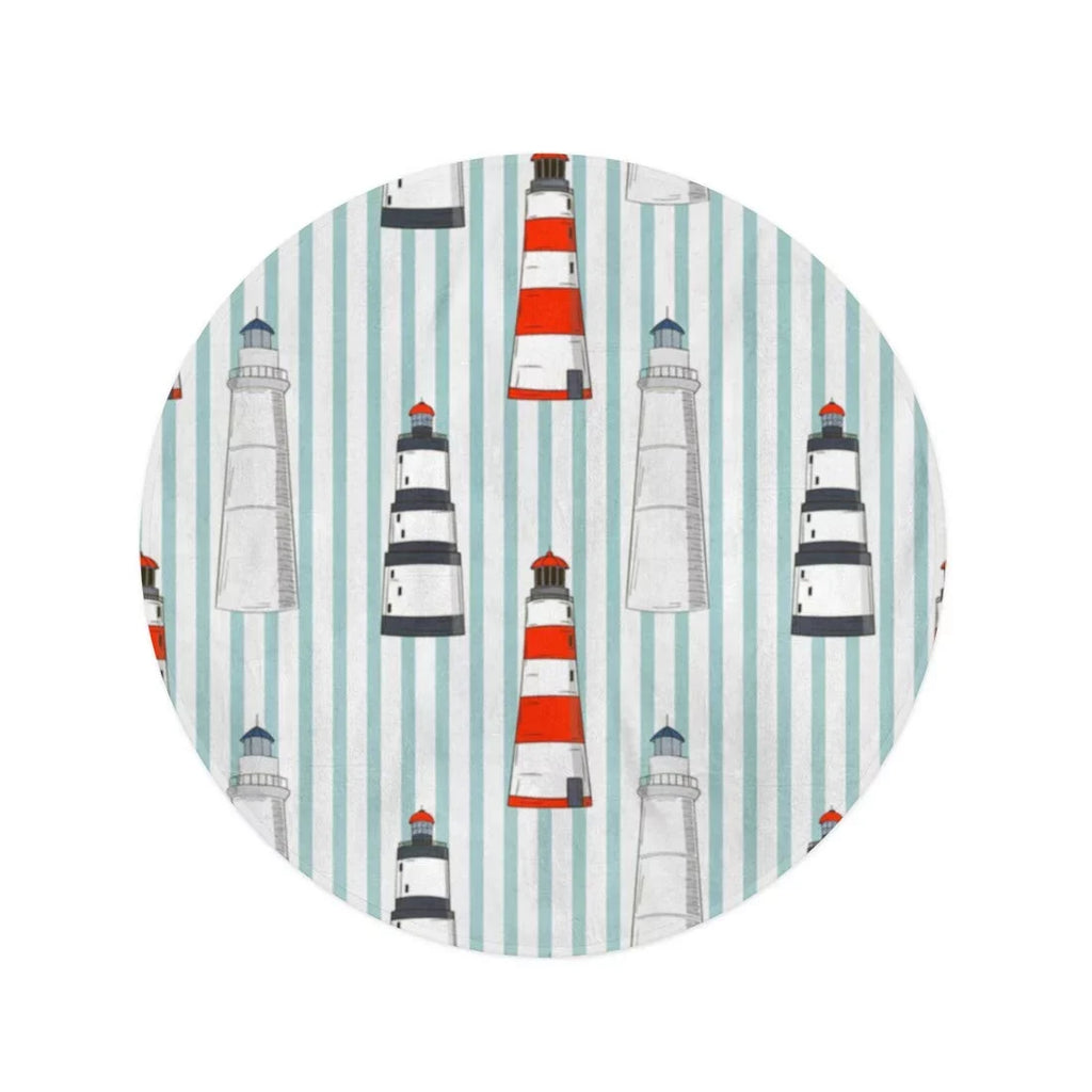 Round Beach Stripped Towel Tapestry Beach 60 Blanket Circular Beach Mat Pattern Towels Circle Travel SIDONKU Different Blue Boat inch Lighthouses Red Throw Abstract