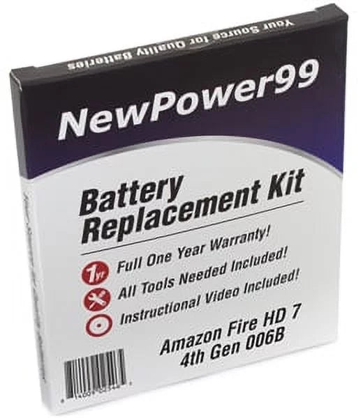 Year 006B with Video Warranty Instructions, Kit Battery and 4th 7" Generation Tools, Life Amazon Battery Fire Replacement HD Full One Extended