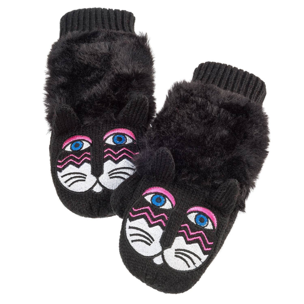 Fuzzy Cat Burch Laurel Black Mittens